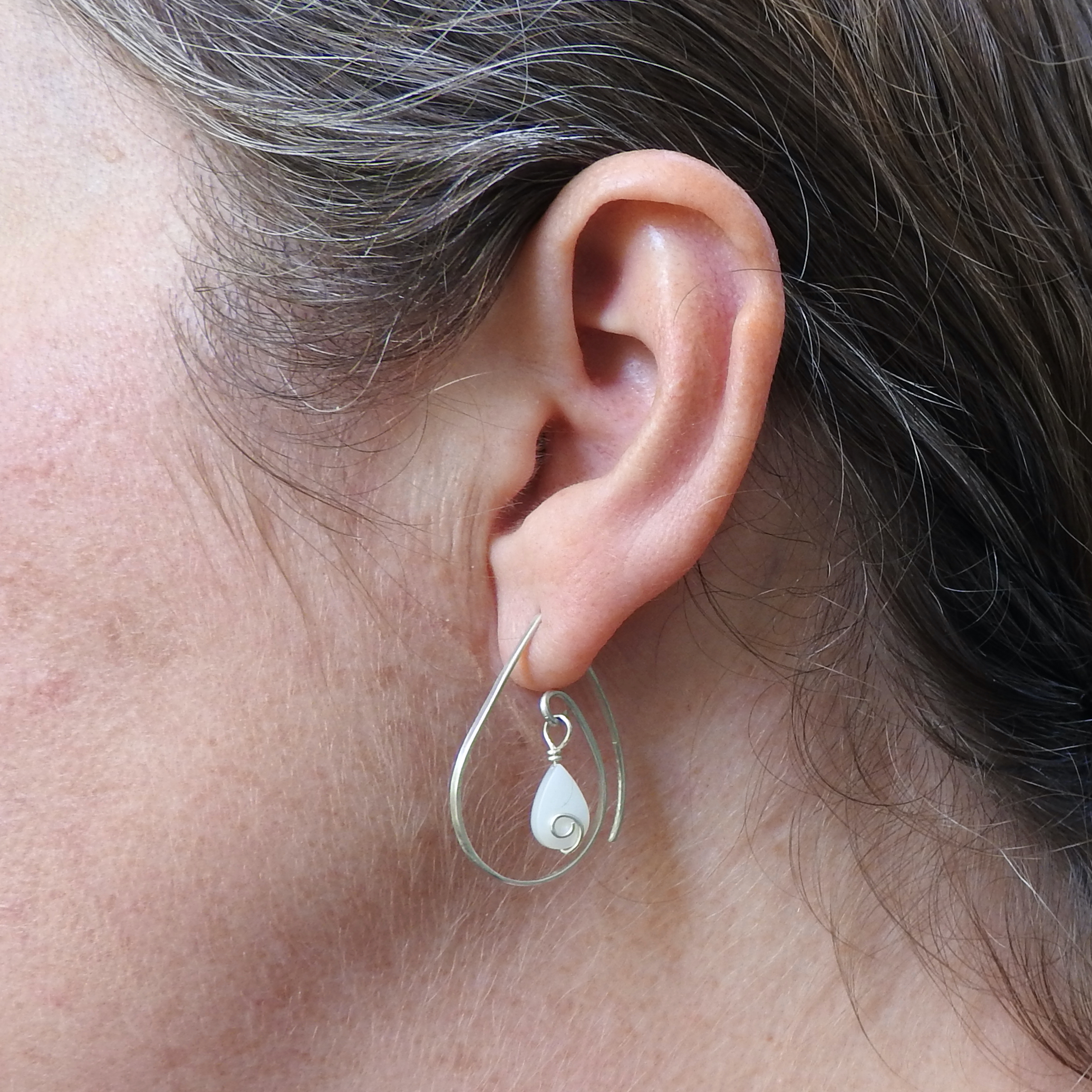 Mother of Pearl TearDrop Earrings_Worn1