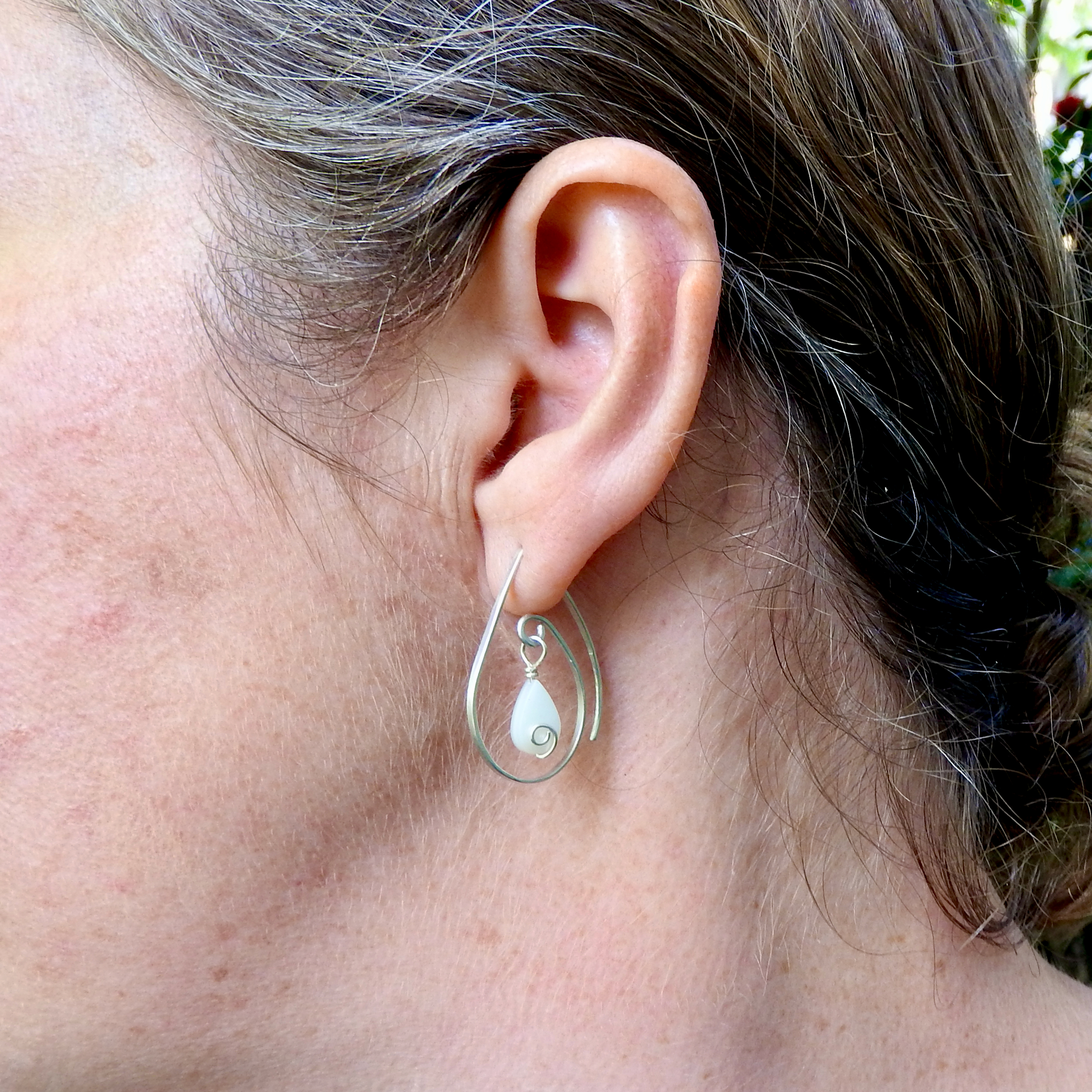 Mother of Pearl TearDrop Earrings_Worn4