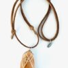 Kauri Gum Full Necklace on Caramel suede adjustable cord_white background