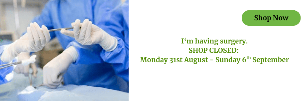 Banner saying I'll be having a 1 week break due to surgery on 31st August 2026